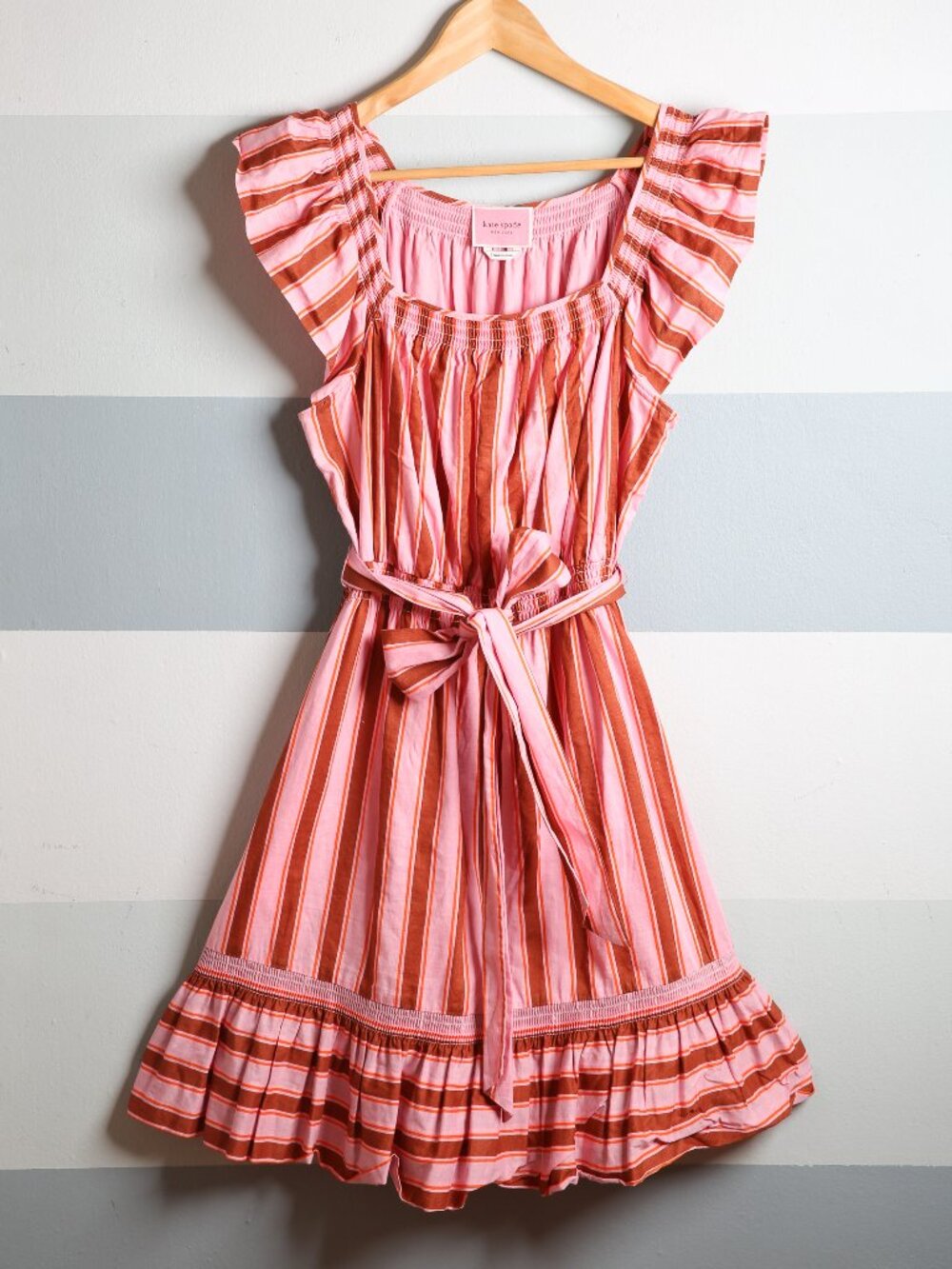 Kate Spade Calais Stripe Flutter Dress | Size Large